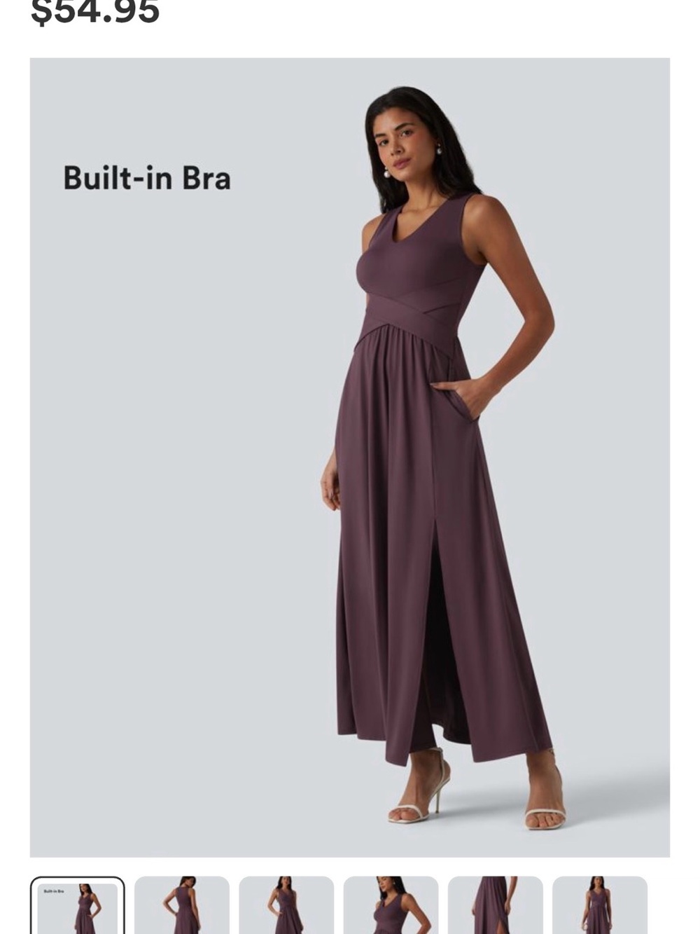 V Neck Sleeveless Maxi Dress with Pockets (Halara) - brand new